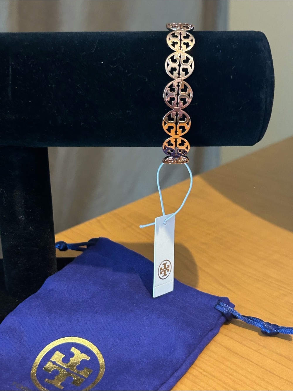 Tory Burch Rose Gold Logo Disc Bracelet
